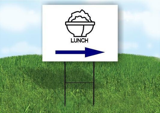LUNCH BLUE ARROW RIGHT Yard Sign Road with Stand LAWN SIGN Single sided