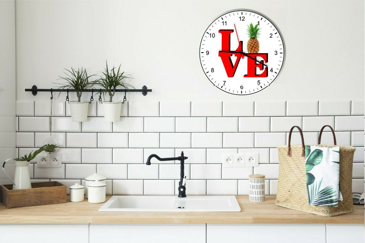 I Love Pineapple Love Park Funny Kitchen Living room Wall Clock