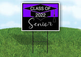 CLASS 2022 SENIOR PURPLE BLACK Yard Sign with Stand LAWN SIGN