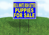 Red and White Irish Setter PUPPIES FOR SALE Yard Sign Road with Stand LAWN SIGN