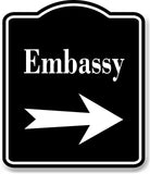 Embassy Right Arrow BLACK Aluminum Composite Sign