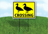 DUCK DUCKS CROSSING XING YELLOW Plastic Yard Sign ROAD SIGN with Stand