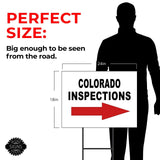 INSPECTIONS RIGHT ARROW RED_ COLORADO Yard Sign with Stand LAWN SIGN