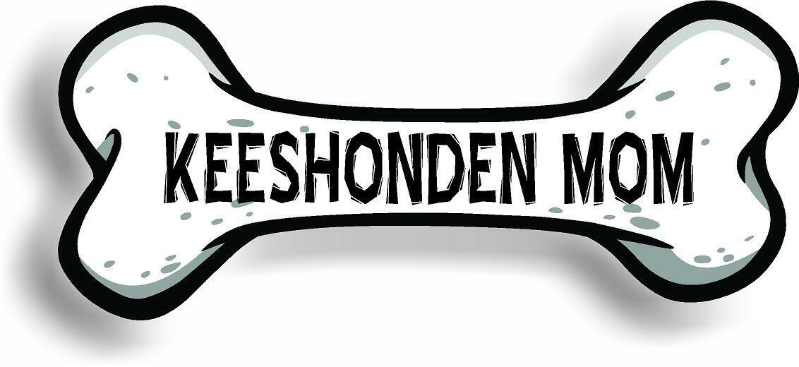 Dog Mom Keeshonden Bone Car Magnet Bumper Sticker 3"x7"