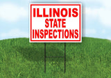 ILLINOIS STATE INSPECTIONS RED WHITE Yard Sign Road with Stand LAWN SIGN