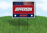 JEFFERSON FLAG RED 2024 18inx24in Yard Road Sign w/ Stand
