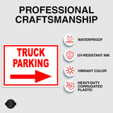 TRUCK PARKING RIGHT arrow red with border Yard Sign with Stand LAWN SIGN