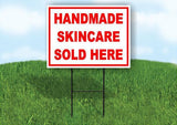 HANDMADE SKINCARE SOLD HERE RED 18 in x 24 in Yard Sign Road Sign with Stand