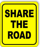 Share The Road Metal Aluminum Composite Safety Sign Bright Yellow bike