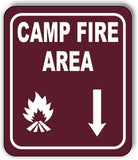 CAMPFIRE AREA DIRECTIONAL ARROW TRAIL 8 Variations Metal Aluminum composite sign