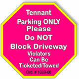 Tennant Parking PINK GOLD  metal outdoor sign