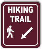 HIKING TRAIL DIRECTIONAL 45 DEGREES DOWN LEFT ARROW Aluminum composite sign