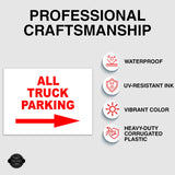 ALL TRUCK PARKING RIGHT arrow red Yard Sign with Stand LAWN SIGN