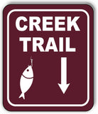 CREEK TRAIL DIRECTIONAL DOWNWARD ARROW CAMPING Metal Aluminum composite sign
