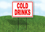 COLD Drinks RED Plastic Yard Sign ROAD SIGN with Stand