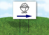 LUNCH BLUE ARROW RIGHT Yard Sign Road with Stand LAWN SIGN Single sided