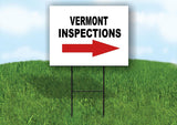INSPECTIONS RIGHT ARROW RED_ VERMONT Yard Sign with Stand LAWN SIGN