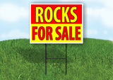 ROCKS FOR SALE RED YELLOW Plastic Yard Sign ROAD SIGN with Stand