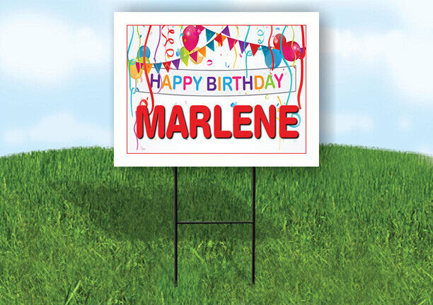 MARLENE HAPPY BIRTHDAY BALLOONS 18 in x 24 in Yard Sign Road Sign with Stand