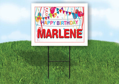 MARLENE HAPPY BIRTHDAY BALLOONS 18 in x 24 in Yard Sign Road Sign with Stand