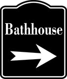 Bathhouse Right Arrow BLACK  Aluminum Composite Sign