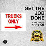 TRUCKS ONLY RIGHT arrow red Yard Sign with Stand LAWN SIGN