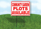 COMMUNITY GARDEN PLOTS AVAILABLE RED WHITE Yard Sign Road with Stand LAWN SIGN