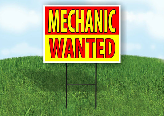 MECHANIC WANTED RED YELLOW Plastic Yard Sign ROAD SIGN with Stand
