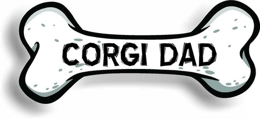 Dog Dad Corgi Bone Car Magnet Bumper Sticker 3"x7"