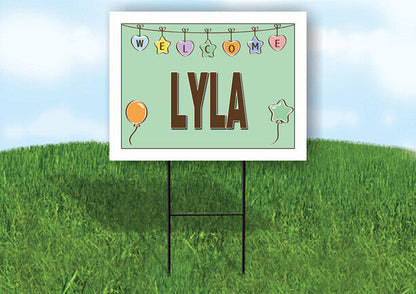 LYLA WELCOME BABY GREEN  18 in x 24 in Yard Sign Road Sign with Stand