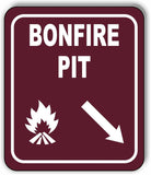 BONFIRE PIT DIRECTIONAL ARROW TRAIL 8 Variations Metal Aluminum composite sign