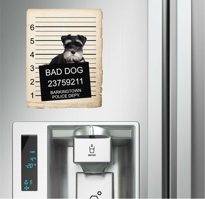 Miniature Schnauzer Mugshot Bad Dog Fridge refrigerator Car Magnet