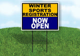 SPORTS REGISTRATION GOLD NAVY WINTER Yard Sign with Stand LAWN SIGN