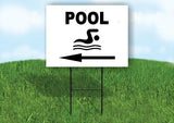 POOL LEFT ARROW Yard Sign Road with Stand LAWN SIGN Single sided