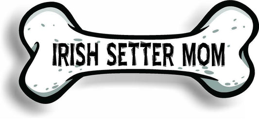 Dog Mom Irish Setter Bone Car Magnet Bumper Sticker 3"x7"