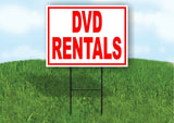 DVD Board Rentals RED Yard Sign Road with Stand LAWN SIGN