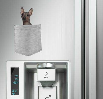 American Hairless Dog in pocket Fridge Car Magnet Bumper Sticker App size 4"x7"