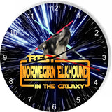 Best Norwegian Elk Hound Dog Galaxy Wars Space Star Kitchen Livingroom WallClock