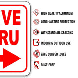 DRIVE THRU RIGHT ARROW RED Metal Aluminum composite sign