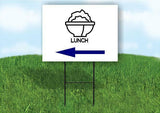 LUNCH BLUE ARROW LEFT Yard Sign Road with Stand LAWN SIGN Single sided