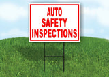 AUTO SAFETY INSPECTIONS RED WHITE Yard Sign Road with Stand LAWN SIGN