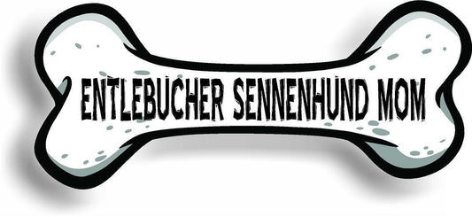 Dog Mom Entlebucher Sennenhund Bone Car Magnet Bumper Sticker 3"x7"