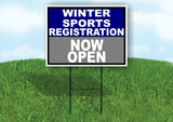 SPORTS REGISTRATION BLUE SILVER WINTER Yard Sign with Stand LAWN SIGN