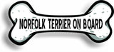 Dog on Board Norfolk Terrier Bone Car Magnet Bumper Sticker 3"x7"