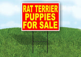 Rat Terrier PUPPIES FOR SALE YELLOW RED Yard Sign Road with Stand LAWN SIGN