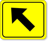 supplemental directional black yellow diagonal left Aluminum Composite Sign