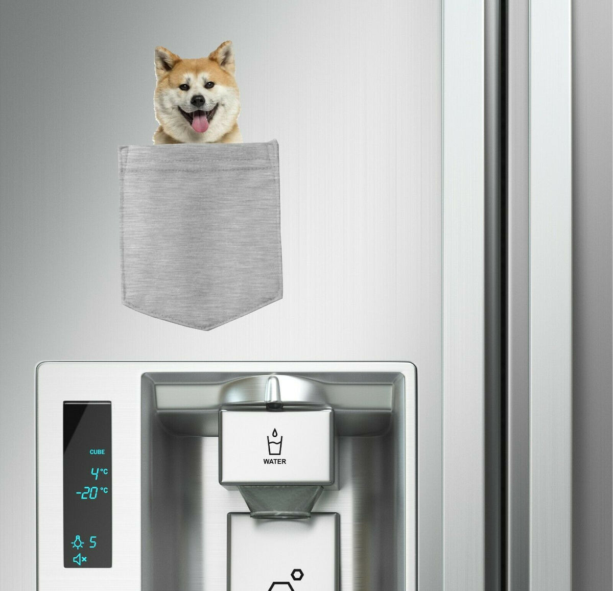 Akita Dog in pocket Fridge Car Magnet Bumper Sticker App size 4"x7"