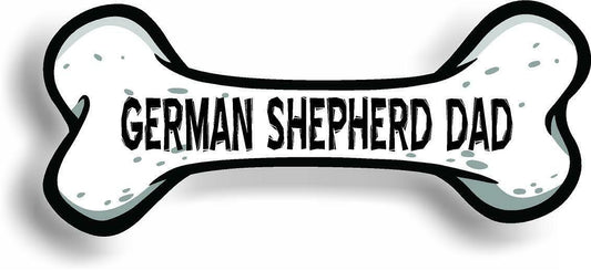 Dog Dad German Shepherd Bone Car Magnet Bumper Sticker 3"x7"