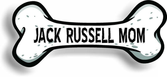 Dog Mom Jack Russell Bone Car Magnet Bumper Sticker 3"x7"