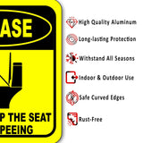 PLEASE MEN LIFT UP THE SEAT BEFORE PEEING Metal Aluminum Composite bathroom Sign